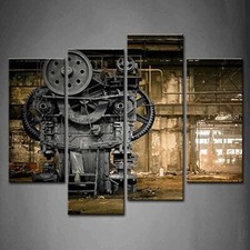 Steampunk Wall Art Industrial Picture Machine Old Factory Painting Print On C...