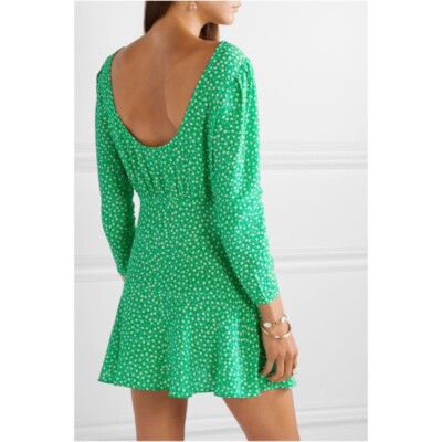Rixo Silk Kyla Green Floral Dress | eBay