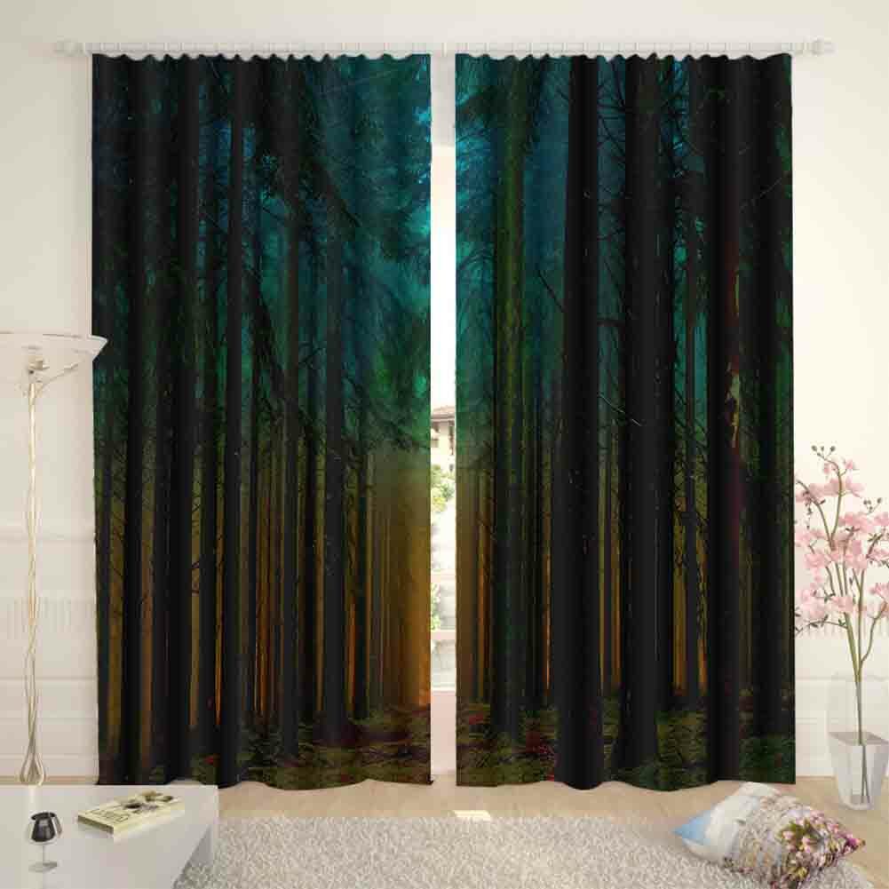 Brown Layered Aurora 3D Curtain Blockout Photo Printing Curtains Drape Fabric