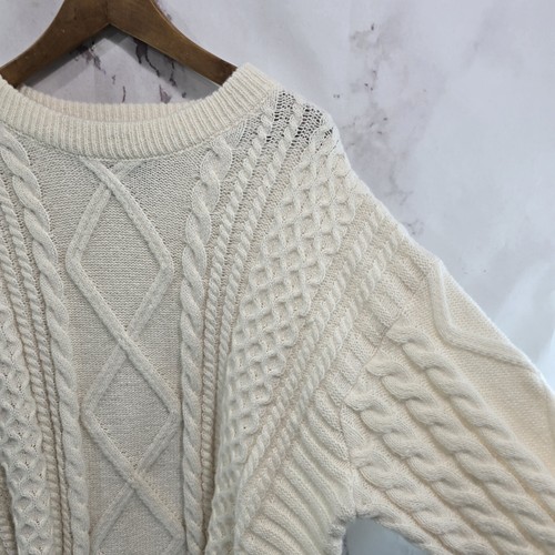Suéter Aelfric Eden para mujer XXL 2X blanco crema tejido con cable suéter de pescador - Imagen 10 de 11