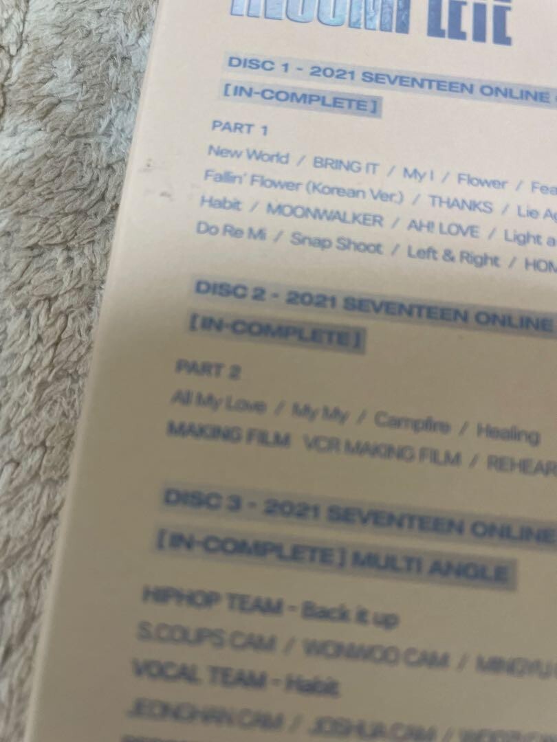 SEVENTEEN INCOMPLETE 2021 ONLINE CONCERT Pop Blu-ray Set