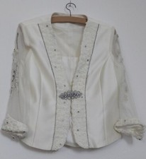 vintage Elegant 3-Piece Embroidered Satin & Chiffon Outfit  mothers bride