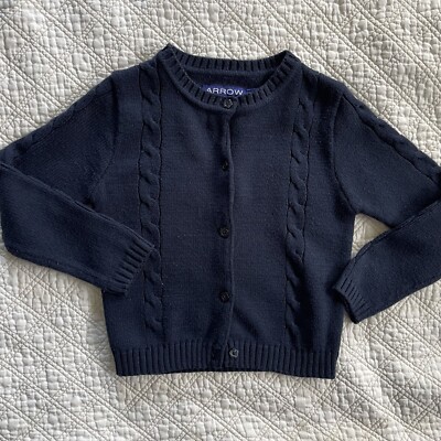 Arrow Girls' XXS 4/5 Button Down Cardigan Sweater Solid Navy School Uniform EUC