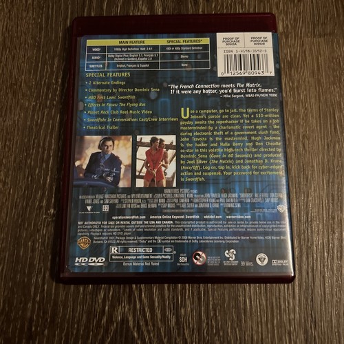 Swordfish - 2003 HD-DVD - John Travolta - Hugh Jackman - Halle Berry - Picture 2 of 3