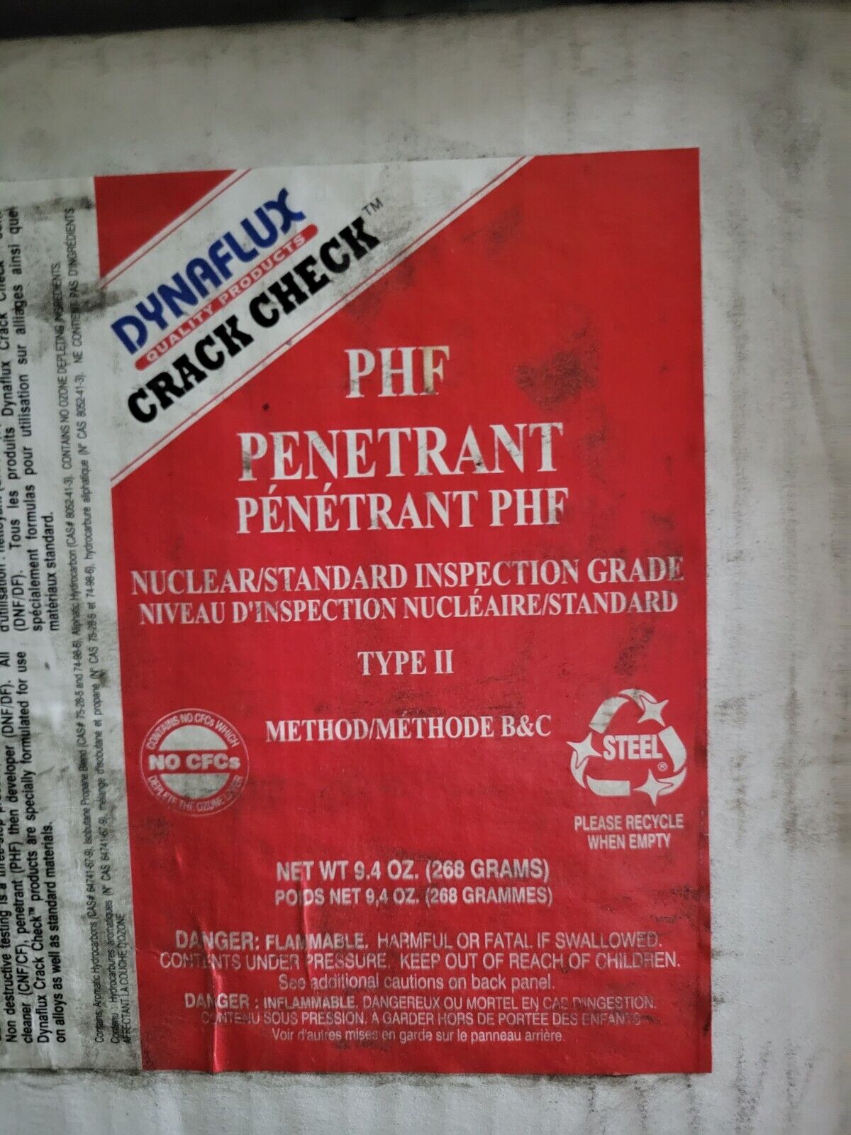 Case of 12) Dynaflux PHF Penetrant Crack Check Inspection Grade