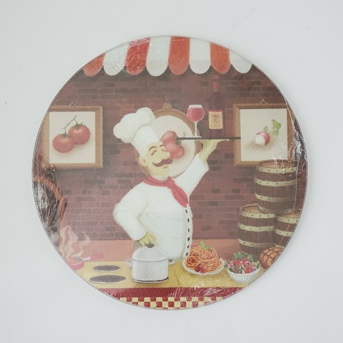 Cooking Concepts Glass Cutting Board Wine Spaghetti Dinner Design 7.75”x 7.75” - Picture 1 of 2