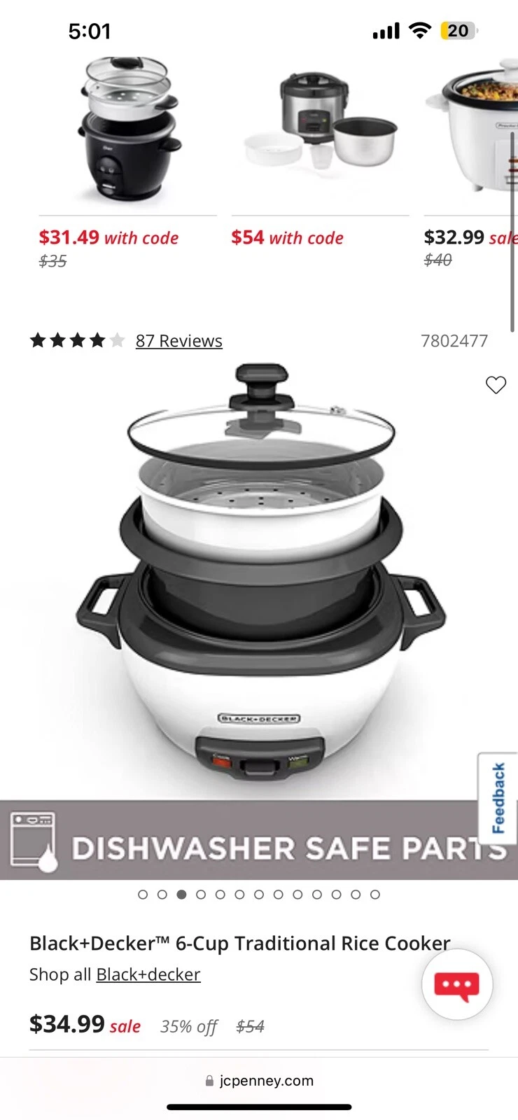 BLACK+DECKER 6-Cup Rice Cooker, RC506, 3-Cup Uncooked Rice