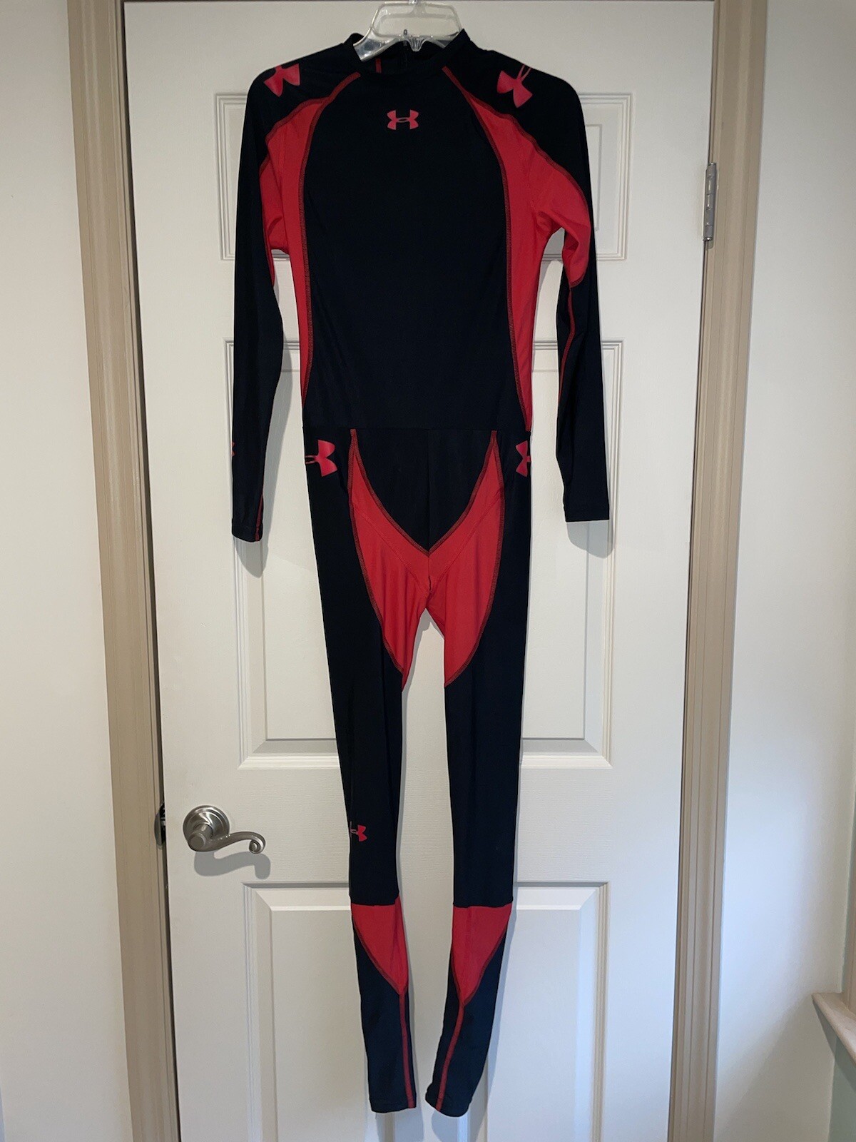 RARE Custom Under Armour Spandex Racing Suit Skinsuit Mens Medium Red/Black