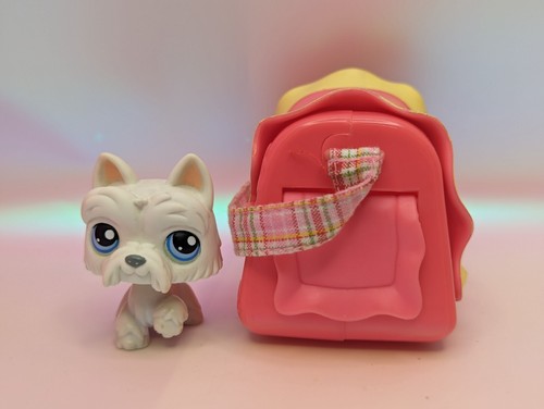 Littlest Pet Shop #24 weißer Scottie Hund rosa Träger roter Magnet Hasbro LPS 2006 - Bild 3 von 10