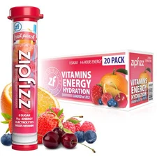 Zipfizz Daily Energy Drink Powder, Fruit Punch, 20 Pack 3-in-1 Sustained Energy.