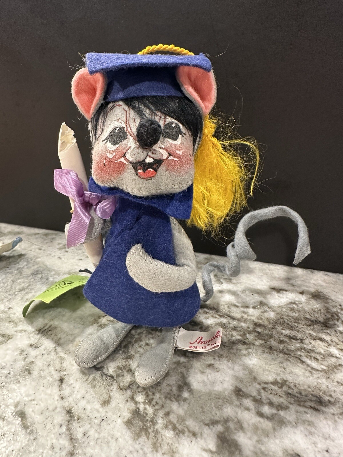 Annalee Mobilitee Doll 1965 1966 Graduation Cap Gown Mouse Graduate Gift