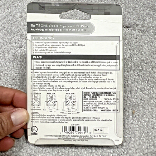 Modular Telephone Jack 6-pin (RJ-11/RJ-14/RJ-25) Surface-Mount RadioShack White - Picture 2 of 3