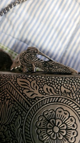 Peacock And Flower Metal Pillow Purse - Picture 10 of 10