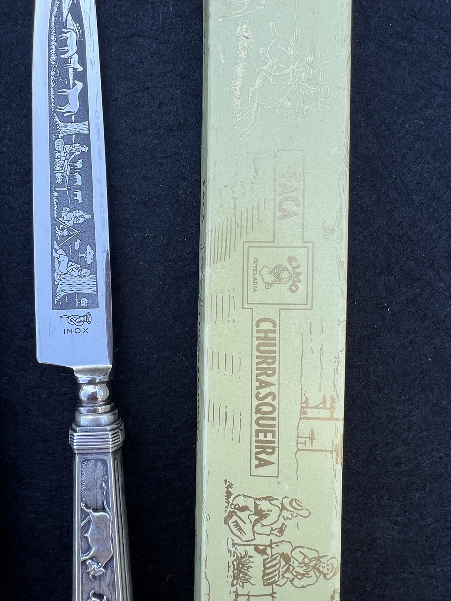 Vintage INOX Brazilian Silver Plated Gaucho Knife Cowboy