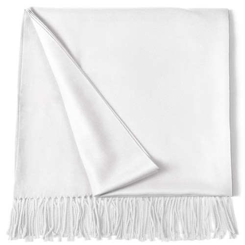 Chal Bufanda Pashmina CJ Ropa Pashmina CJ Mezcla de Algodón Blanco Grueso Color Liso - Imagen 3 de 11