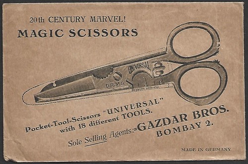 (BL) India illustrated advert cover unused MAGIC POCKET SCISSORS unused