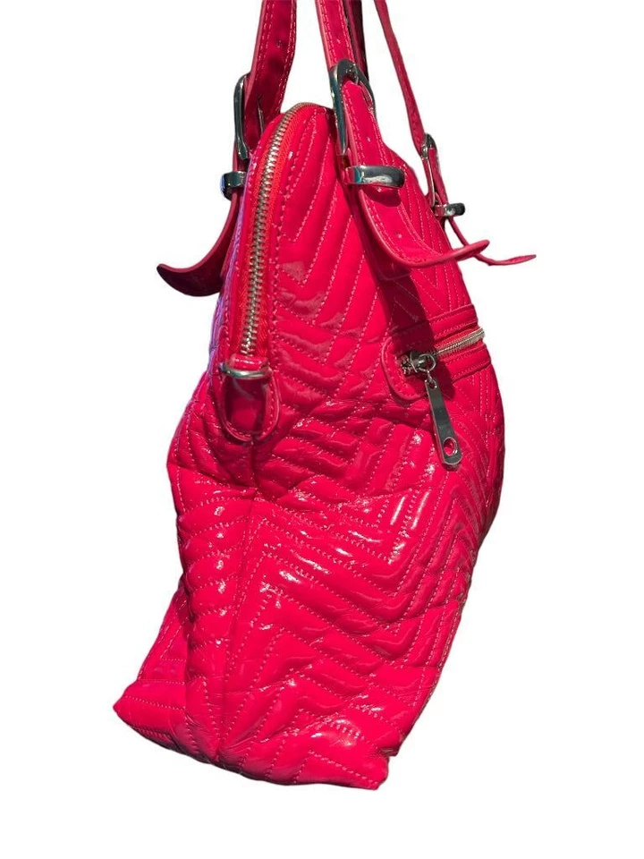 Bolso de mano grande Big Buddha rosa acolchado charol Foto 3 de 4