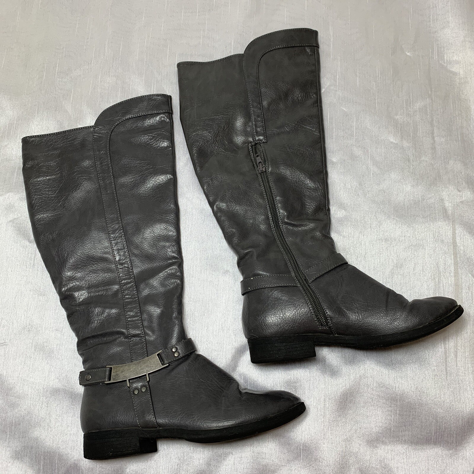 Womens Dark Grey Riding Boots Size 5.5 eBay