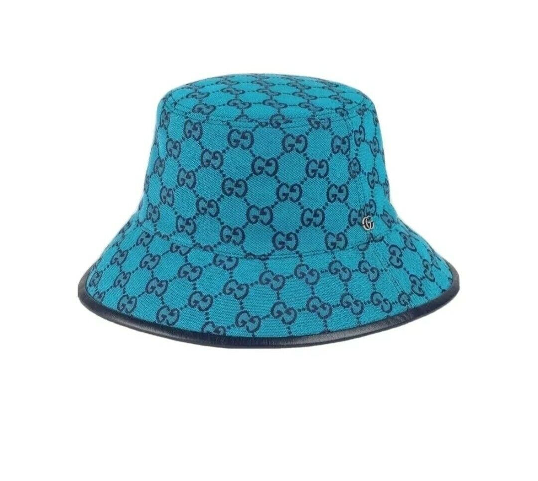 Gucci HAT BUCKET STYLE GG LOGO ALLOVER BLUE MONOGRAM CANVAS Gucci HAT BUCKET STYLE GG LOGO ALLOVER BLUE MONOGRAM CANVAS