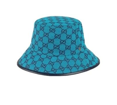 Gucci HAT BUCKET STYLE GG LOGO ALLOVER BLUE MONOGRAM CANVAS Gucci HAT BUCKET STYLE GG LOGO ALLOVER BLUE MONOGRAM CANVAS