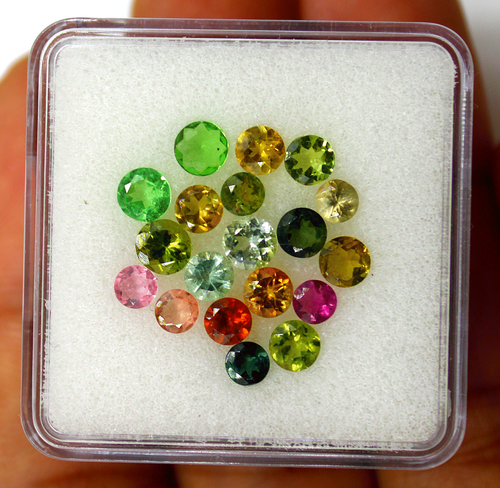 VVS 19 Pcs Natural Multi Tourmaline Top Quality 3.6mm-4.5mm Round Cut Gemstones - Picture 10 of 14