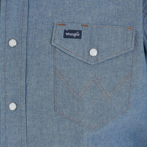 Camisa de trabajo Wrangler para hombre corte vaquero acabado firme Western Snap lisa - Imagen 4 de 48