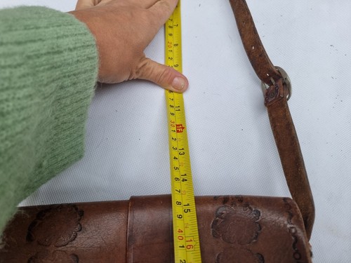 Tan Brown Western Leather Saddle Bag Vintage Boho Hippie festival 70s Braided - Picture 14 of 16