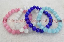 Fashion 8/10/12mm Natural Multicolor Opal Round Gemstone Stretch Bracelet 7.5''