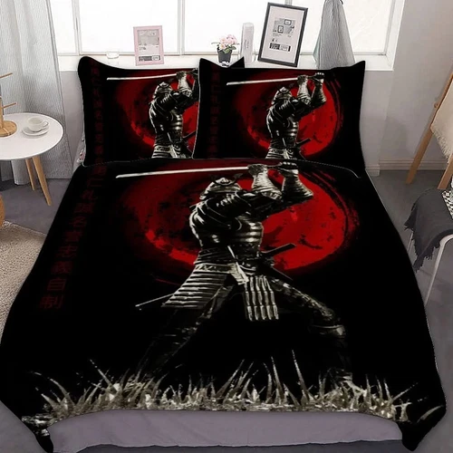 Japanese Samurai Armor Quilt Duvet Cover Pillowcase Bedding Set Single W1 - Picture 2 of 28