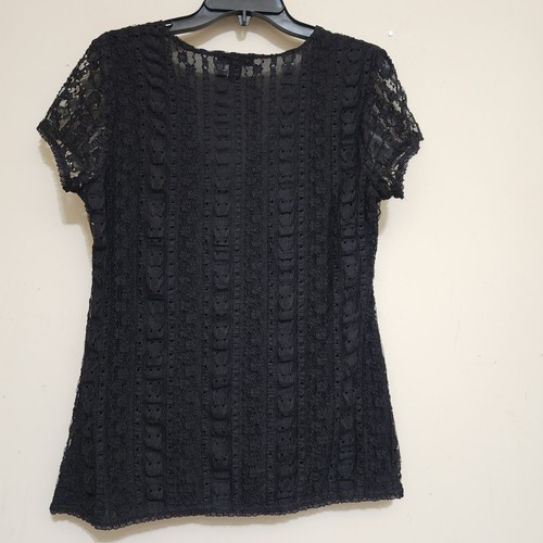 ALFANI petites All Over Lace V Neck Top sz PM Black - Picture 5 of 8