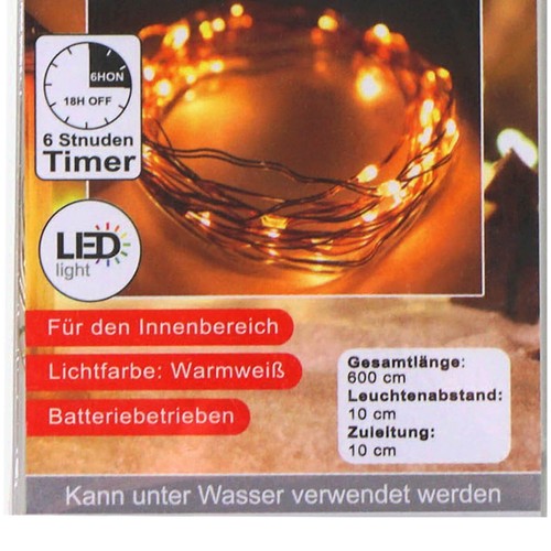 LED Lichterkette Mikro 60 Leuchten mit Timer warmweiß 6 Meter Abstand 10cm #06 - Bild 3 von 6
