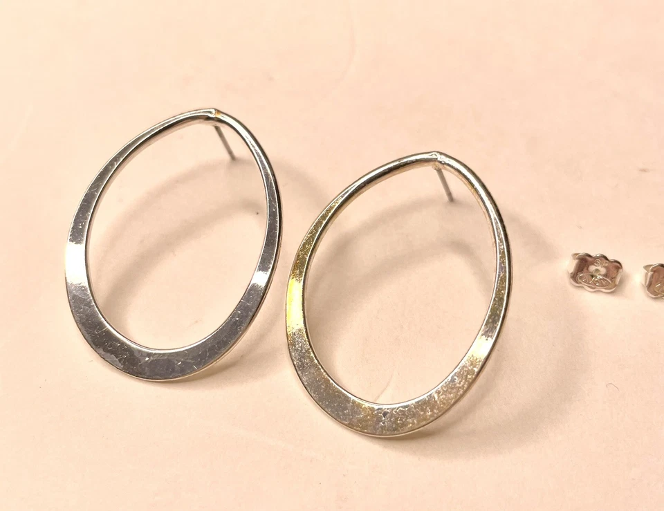 "Pendientes de placa de plata Avon SP aros geométricos respaldo original 1,5"" L X 1"" W" Foto 4 de 4