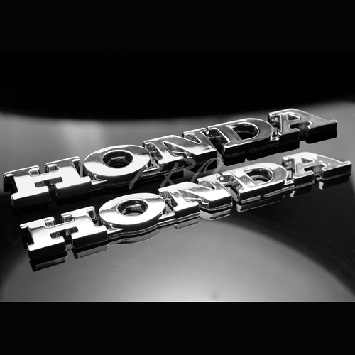 PAIR 6" 4MM 3D EMBLEM FAIRING/FENDER/TANK DECAL STICKER HONDA LOGO CHROME SILVER - Picture 2 of 3