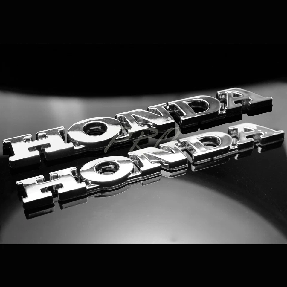 PAIR 6" 4MM 3D EMBLEM FAIRING/FENDER/TANK DECAL STICKER HONDA LOGO CHROME SILVER - Image 2 of 3