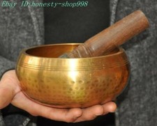 5.6'' Tibetan Buddhism temple bronze Gilt Buddha's Sound Bowl statue