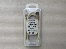 Liquipel Powertek Denim USB-A to USB-C - Fast Charge-6Ft- Cream