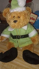 NWT PBC INTERNATIONAL BROWN/TAN CHRISTMAS ELF TEDDY BEAR PLUSH 16" 