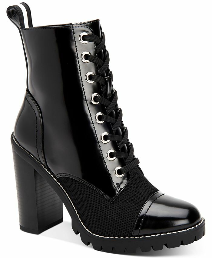 WOMENS BCBG PAULINE BLACK COMBAT BOOTS 