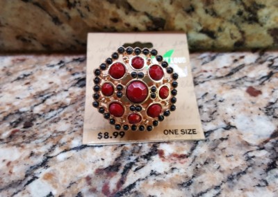 Fashion Ring Dream out Loud Selena Gomez Gold in color w/ Red & Black Stones NEW