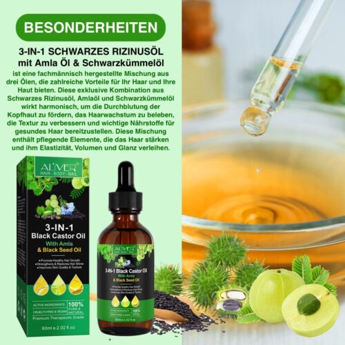 Haaröl Haarpflege Ätherisches Öl Rizinusöl Amlaöl Schwarzkümmelöl Haut Haare - Bild 4 von 12