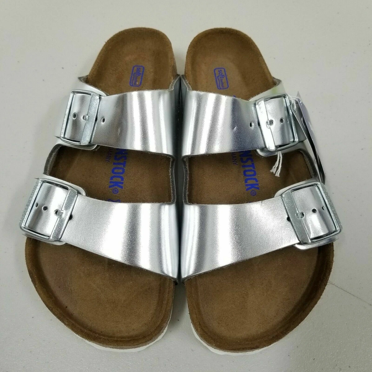 Birkenstock arizona silver store soft footbed