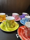 Brilliantly Colorful Espresso set (6) w/ matching saucers, from Classic Coffee