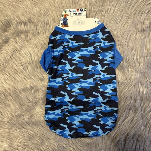 Blue Camouflage Pet Shirt Dog Clothes Camo Size Medium Lightweight