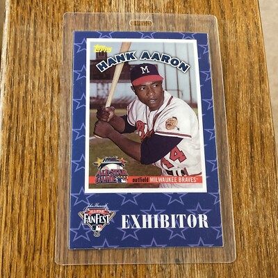 Hank Aaron 2000 Topps ALL-STAR FANFEST EXHIBITOR BADGE Card RARE SP ...