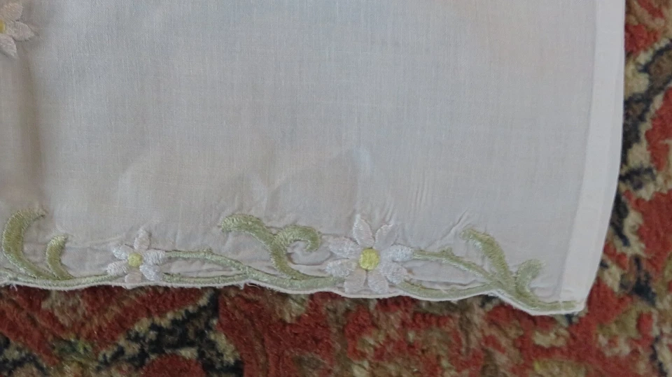 Juego de 2 cortinas de cenefa bordadas margarita casa de campo en mal estado cabaña elegante Foto 4 de 4