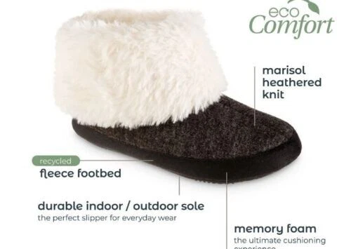 Isotoner 女式记忆泡沫希瑟针织短靴拖鞋 MD 6.5-7.5 码 — 第 4/4 张图片