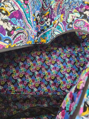 Vera Bradley Disney Parks Mickey’s Whimsical Paisley Large Duffle RARE Purple - Picture 5 of 6