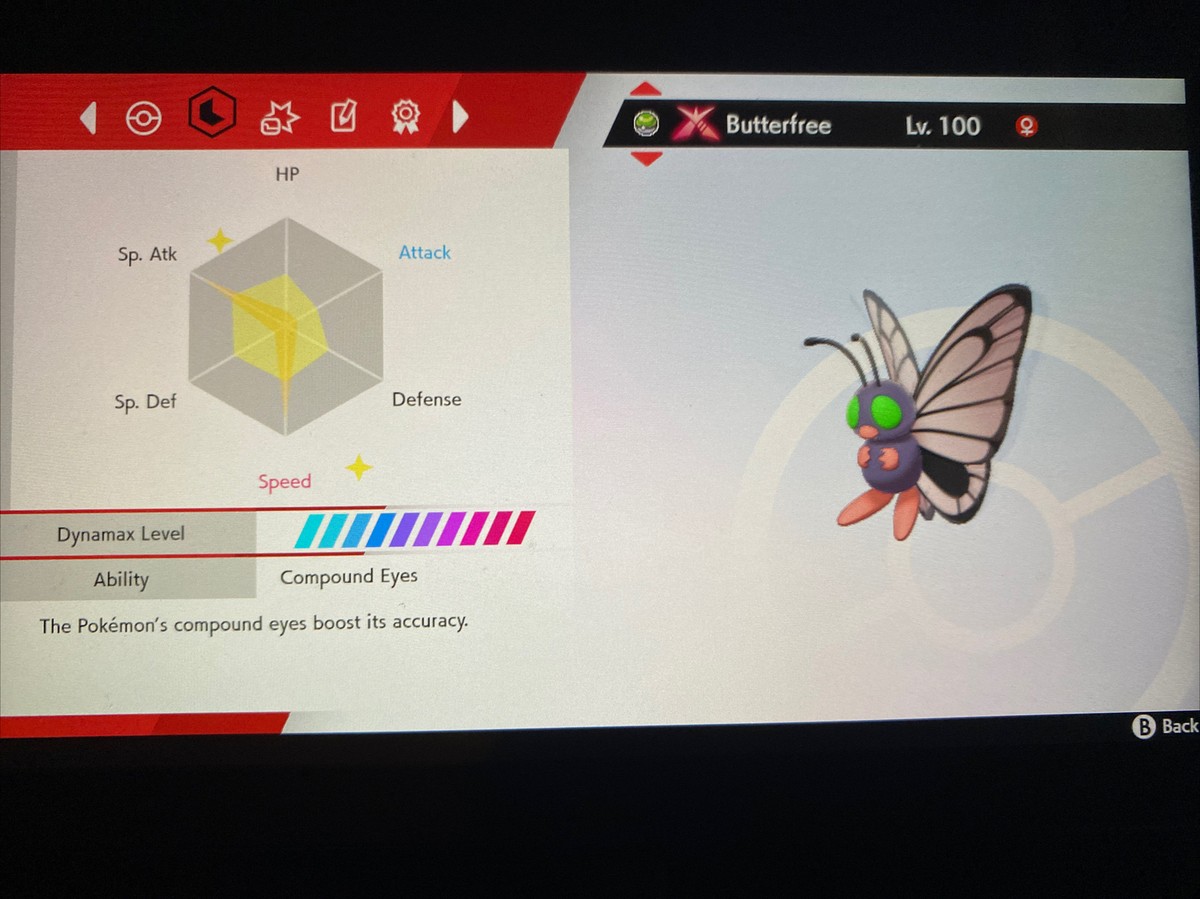 Pokemon Sword And Shield Shiny GMAX Butterfree 6IV Battle Ready