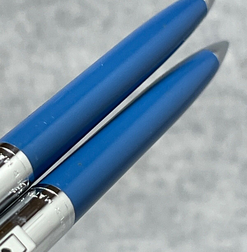Vintage Paper Mate Double Heart Profile Slim Blue & Chrome w/ridges 🇺🇸Refill - Picture 9 of 16