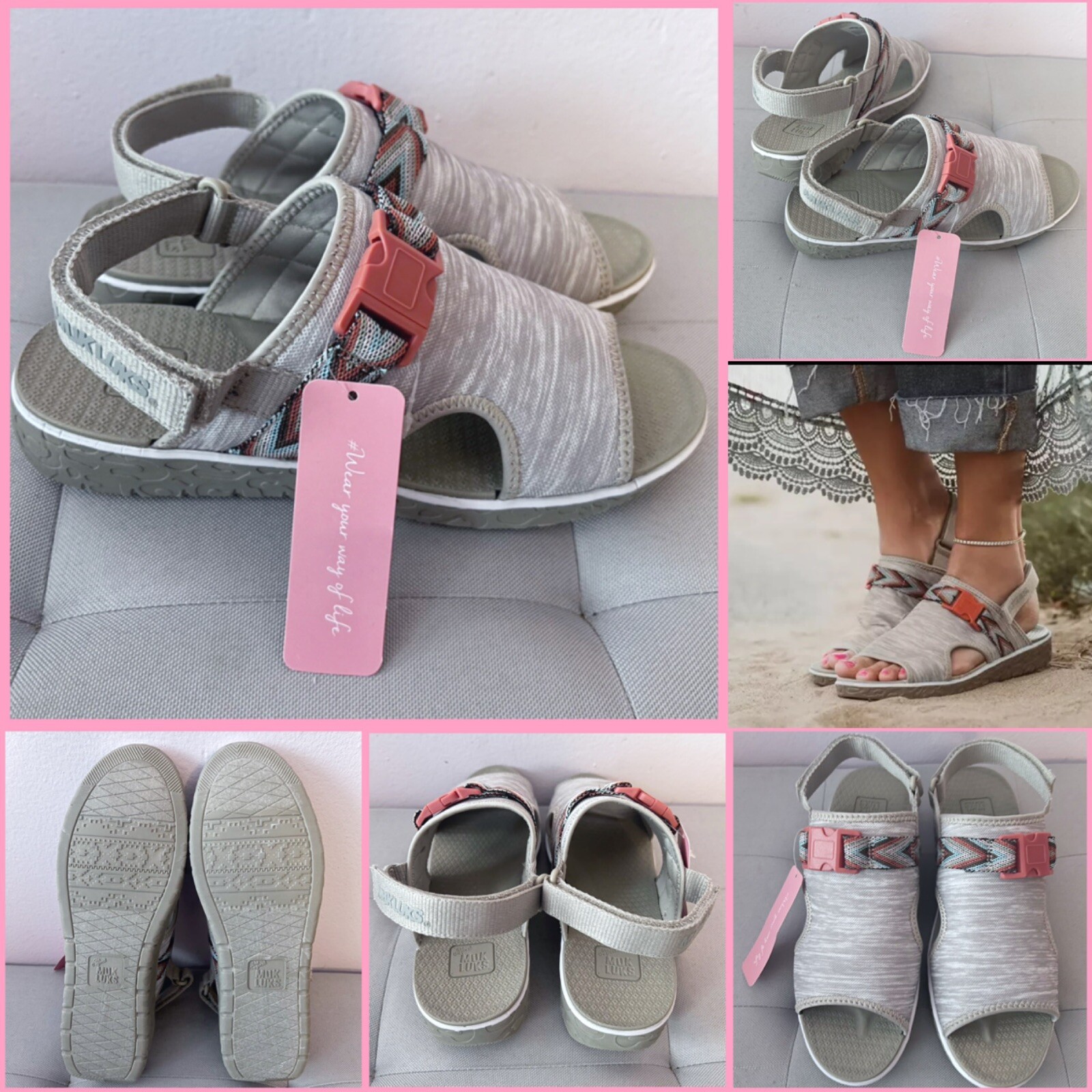 NWT MUK LUKS Women's Clay Boardwalk Parade Sandal Women's Size 8.5 US